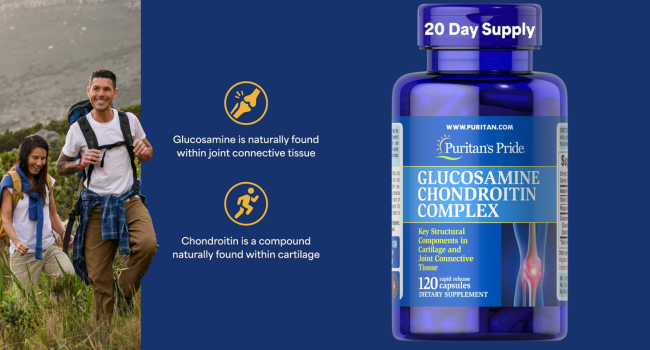 Puritan’s Pride Glucosamine Chondroitin Complex for Women and Men – 120 Rapid Release Capsules