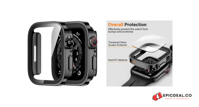 Amizee 2 Pack Compatible with Apple Watch Case 44mm Series 6/5/4/SE with Built-in Screen Protector